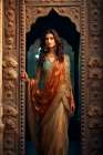 Female Indian model in sari. AI Generated. Art Print